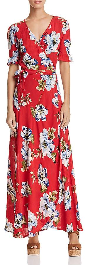 Band of Gypsies Blue Moon Floral-Print Wrap Dress