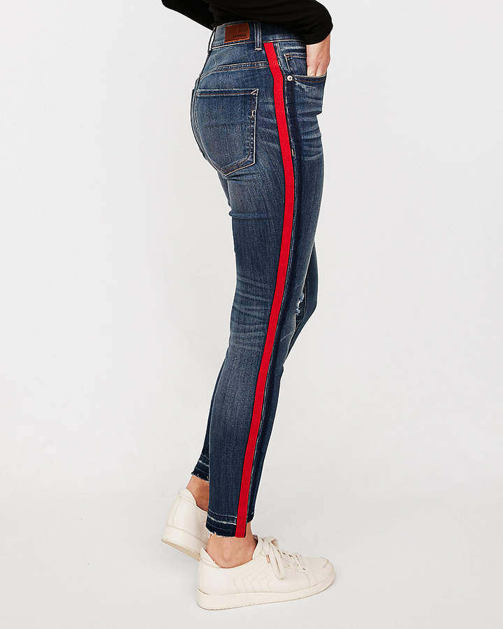 Express High Waisted Striped Stretch Ankle Jean Leggings