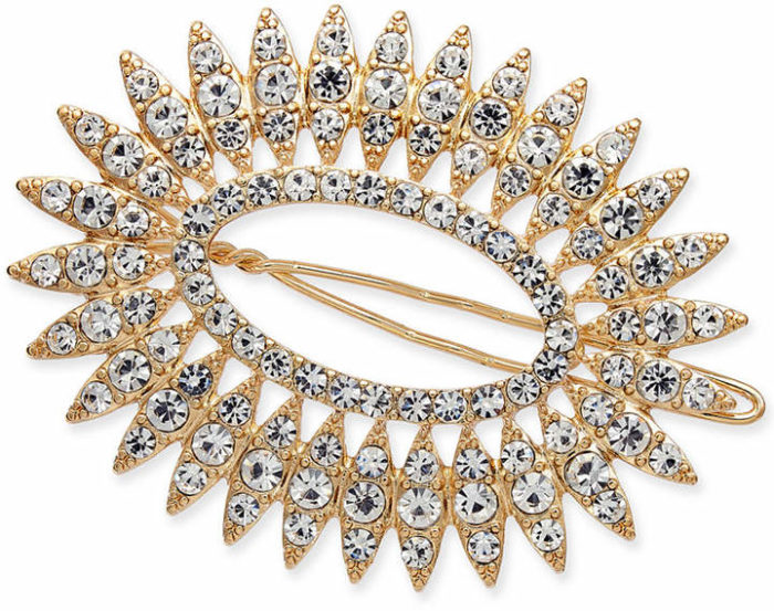 I.n.c. Gold-Tone Crystal Oval Hair Barrette