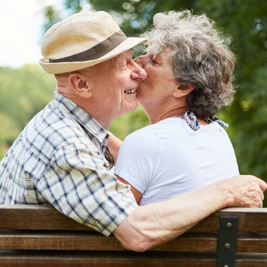 two seniors dating and having a great time 