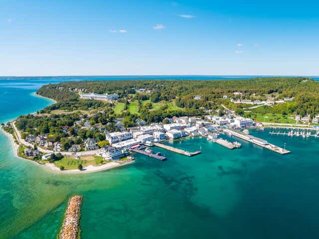 Image of aerial view of Mackinac Island, Michigan, a hidden gem of the midwest.