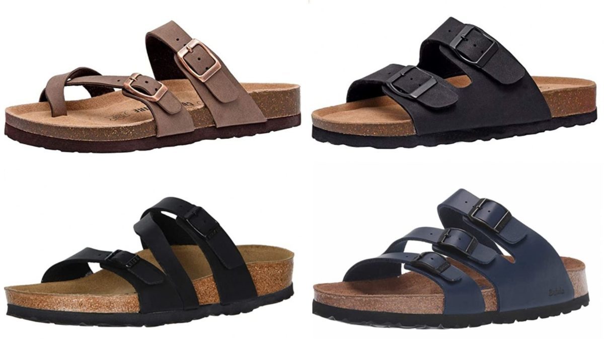 Cork & Suede Sandals with Thick Straps