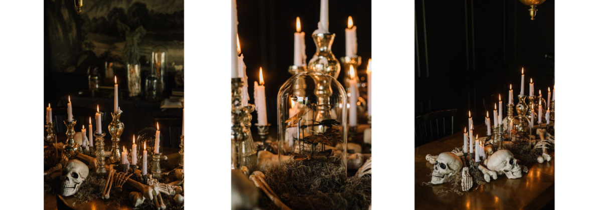 Spooky dinner ideas, creepy and sophisticated Halloween table ideas. The perfect setting for your vampire cocktail!