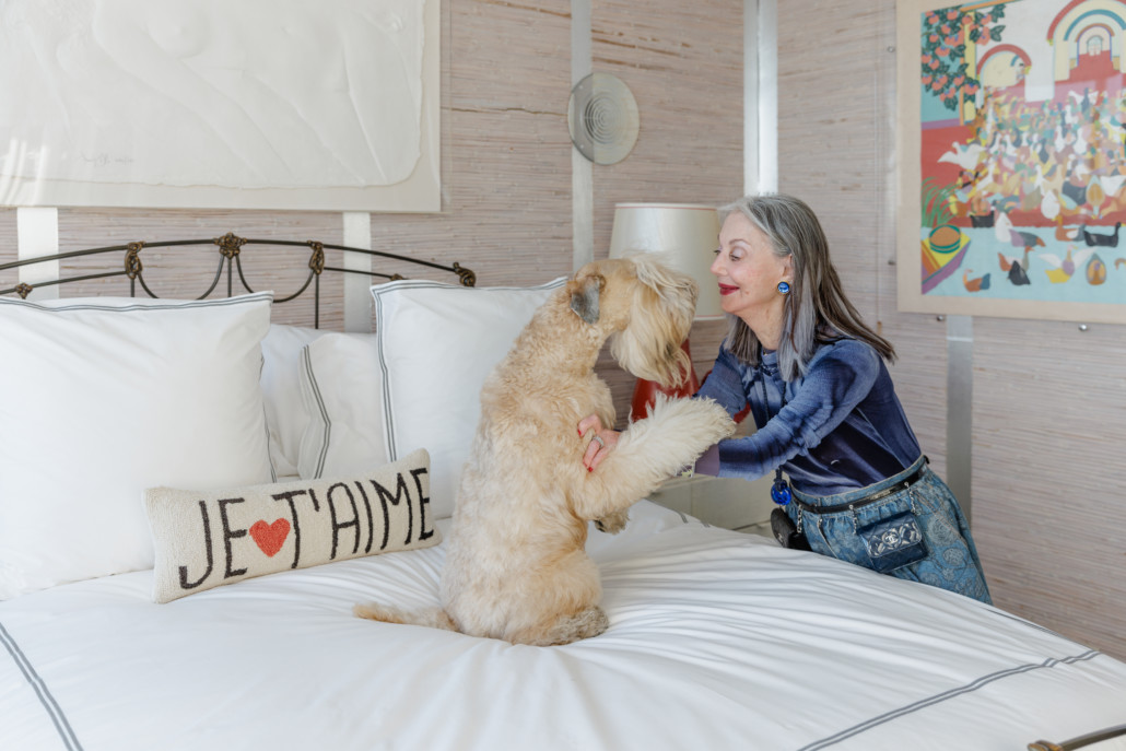 honey good and dog on bed