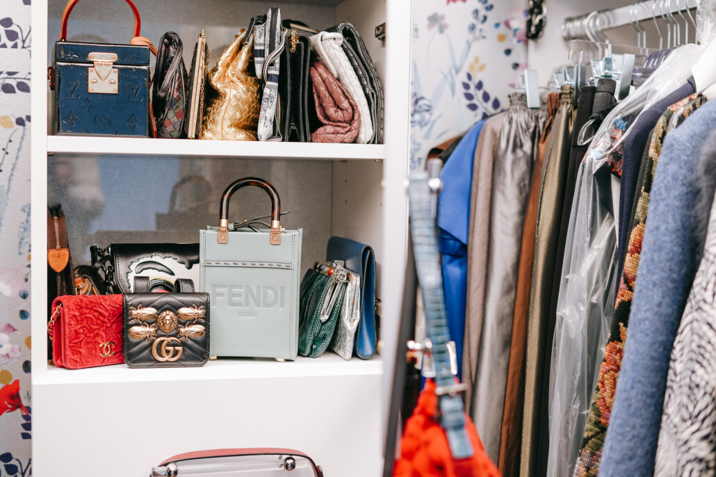 closet organized with the Konmari method of orderliness