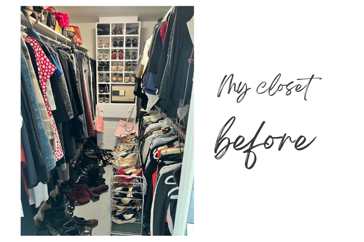Honey Good's "before" closet, cluttered and disorganized.