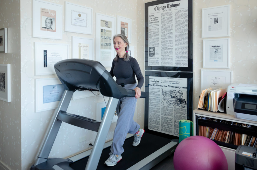 Honey Good on a treadmill investing in her health