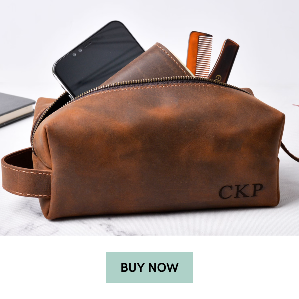 Personalized Leather Toiletry Bag