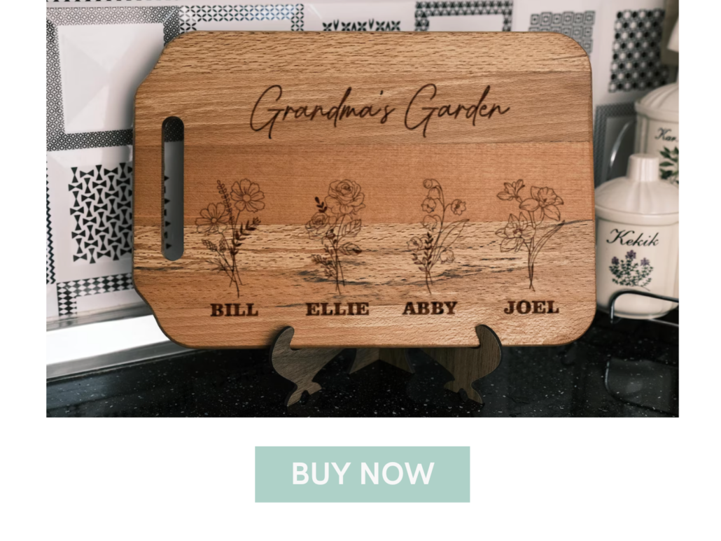 personalized mother's day gift cutting board with flowers