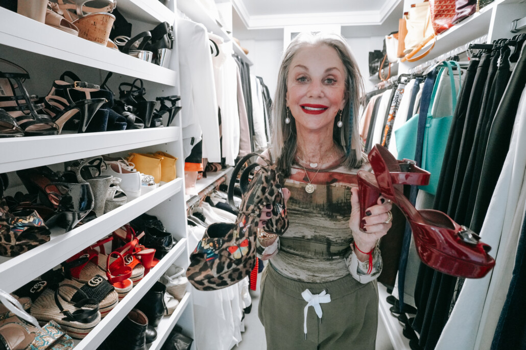 a picture of Honey organizing her closet