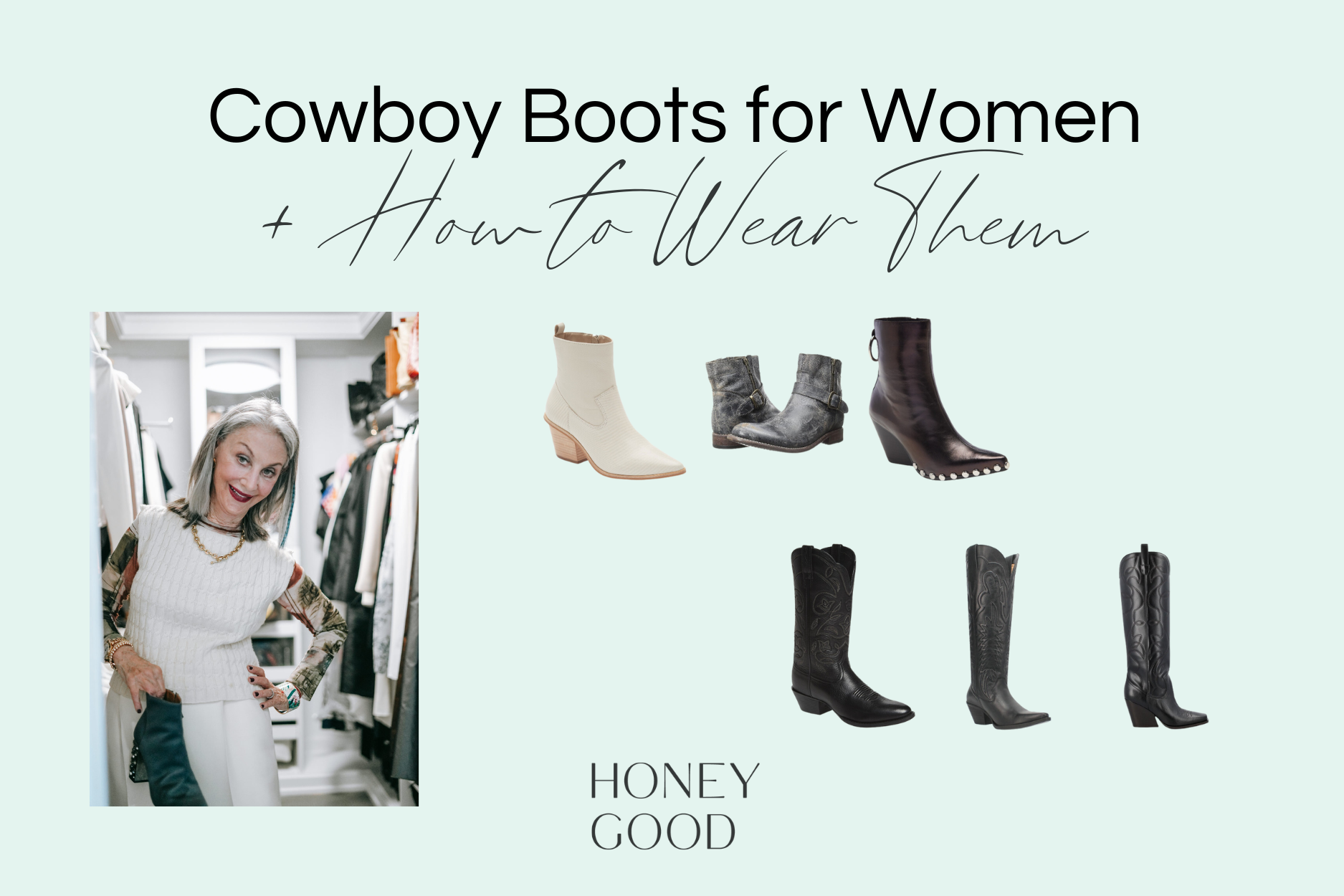 black cowboy boots for women showing how you can wear this style or change it up with any cowboy boots for women