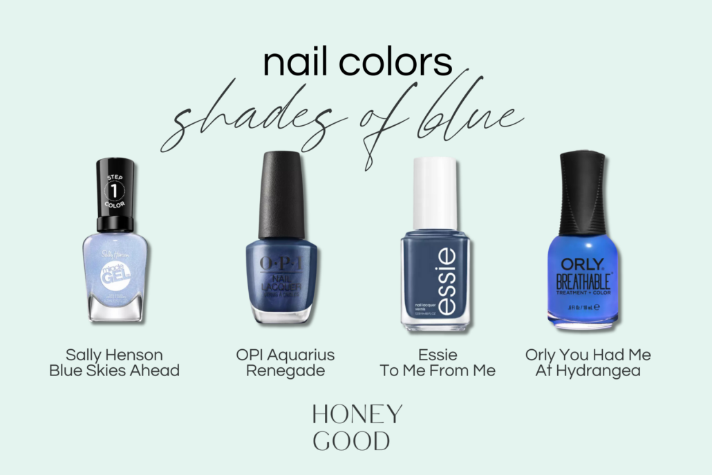 graphic with blue nail polish for at home manicures