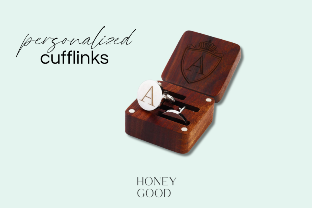 image of personalized cufflinks valentine's day gift for him to shop for on Valentine's day that he'll love
