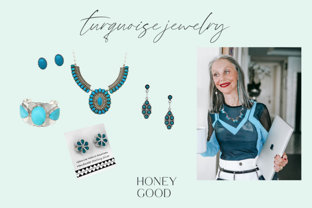 Image of Honey Good wearing turquoise jewelry