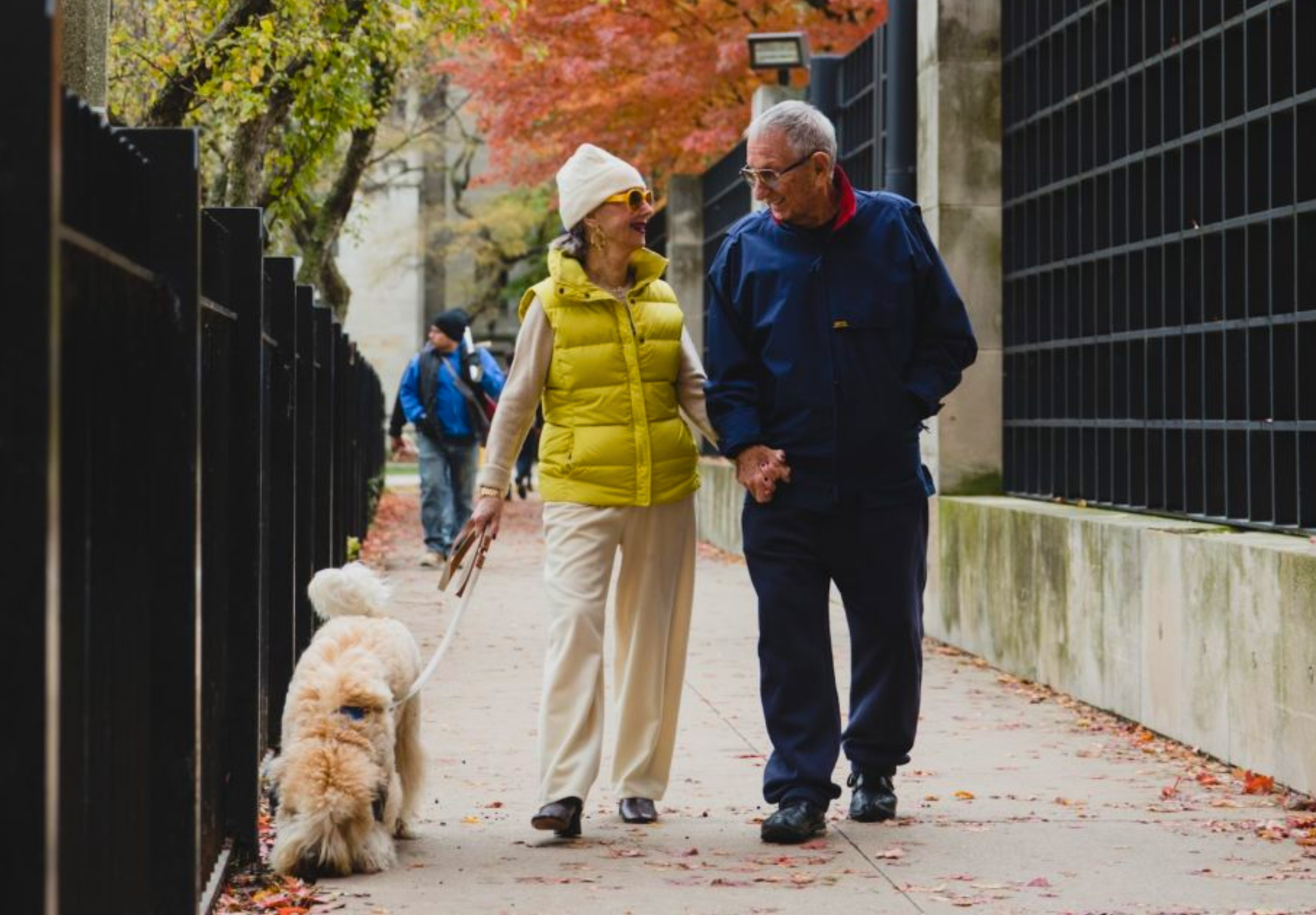 Honey, Shelly and America walking down the sidewalk with America