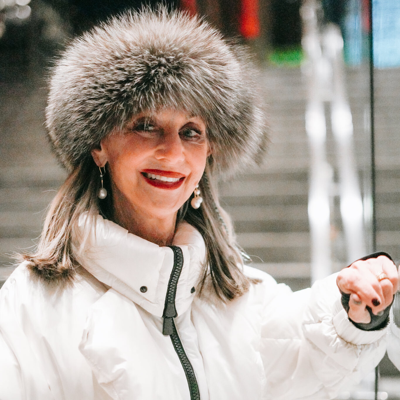 Honey smiling in the camera during the winter season