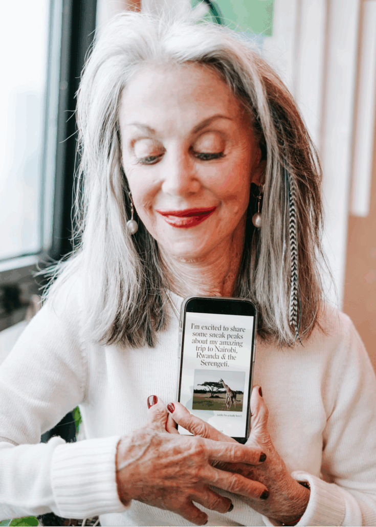 Honey holding a phone