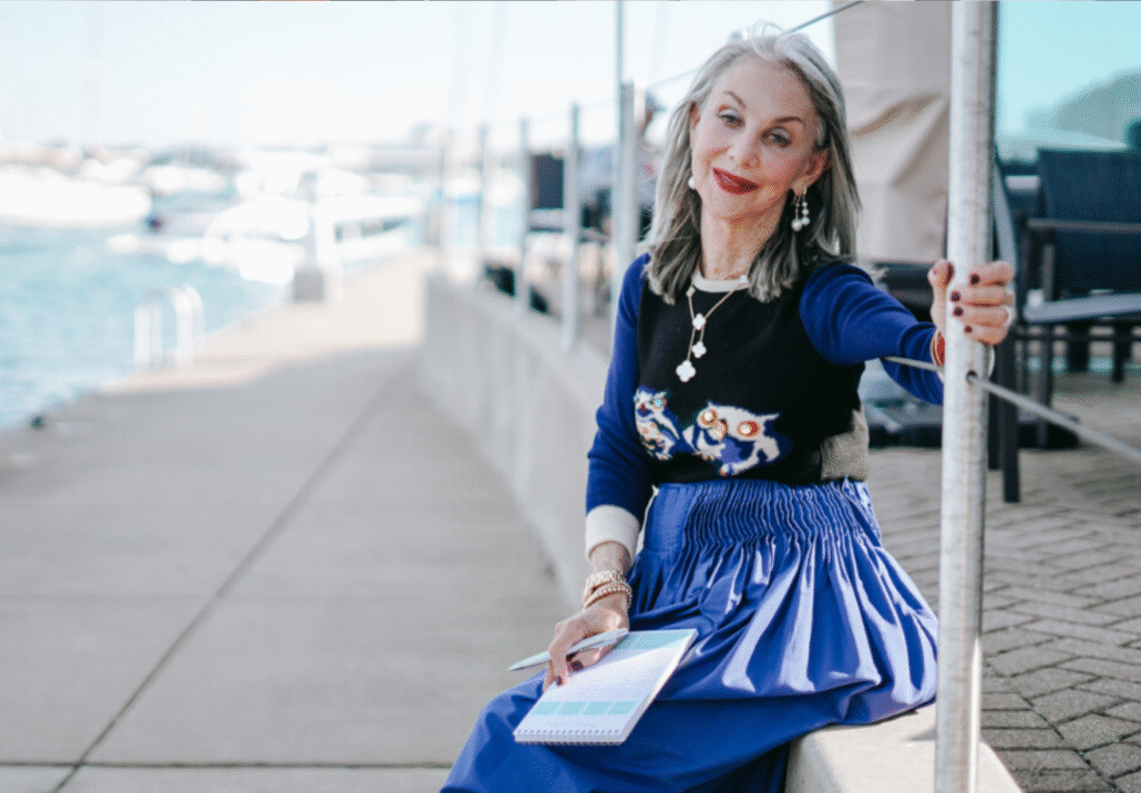 Honey sitting outside while she daydreams and journals